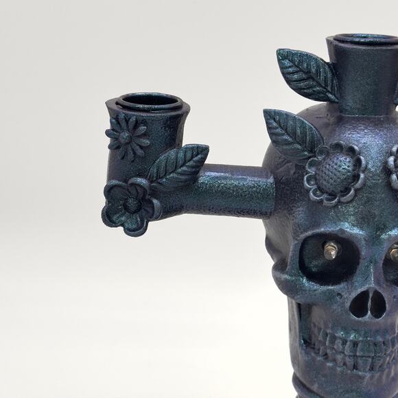 Martha Stewart Custom Color Shift Skull Candle Holder Candelabra LED Eyes - Picture 7 of 8